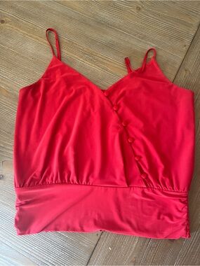 White House Black Market Red Faux Wrap Camisole Top - S